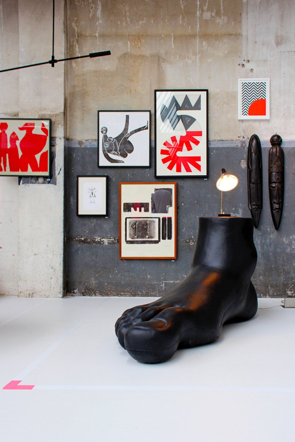 A giant black foot at the Gevonden op Marktplaats Salon /// More on Interiorator.com