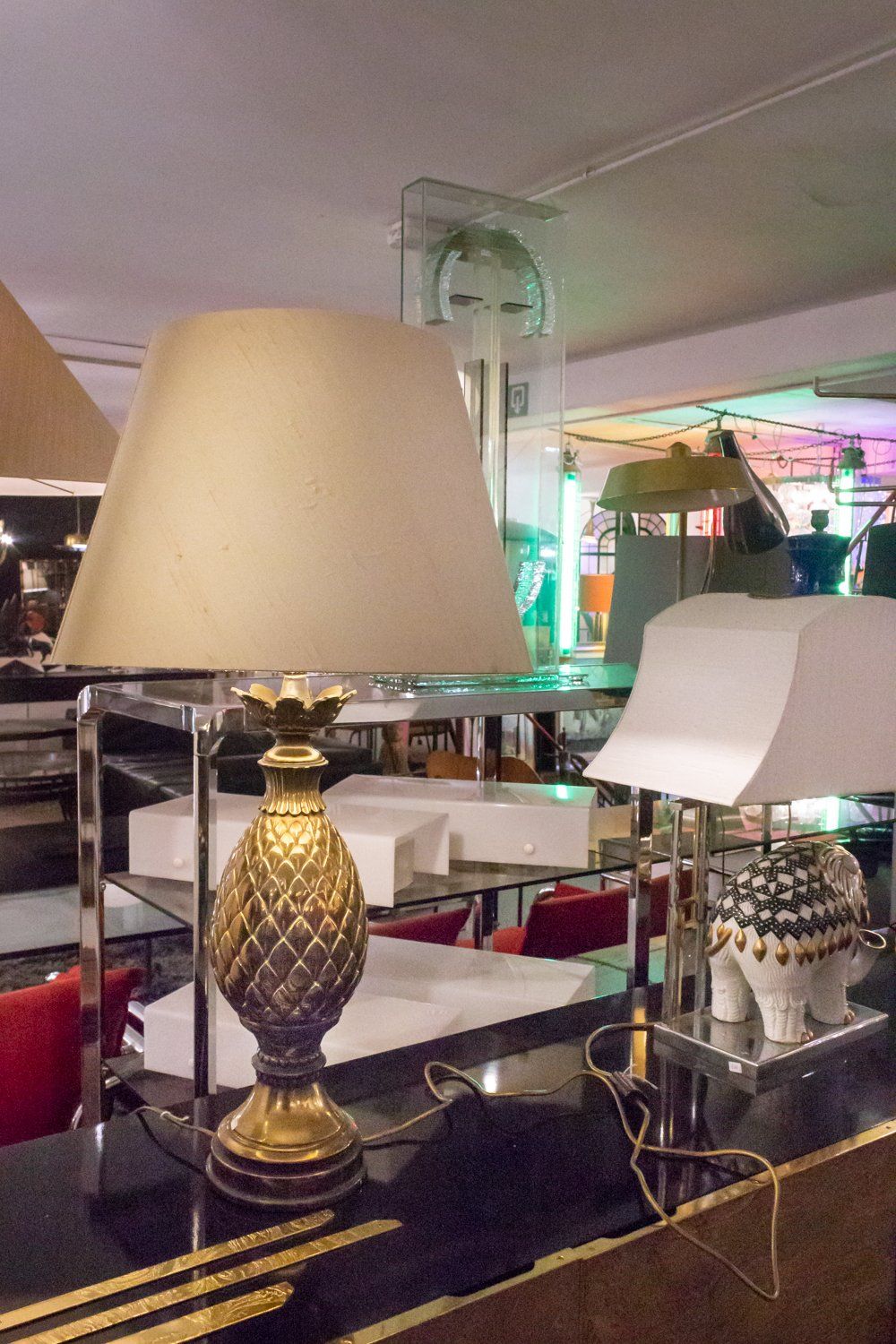 Brass Pineapple Lamps at Via Antica Brussels
