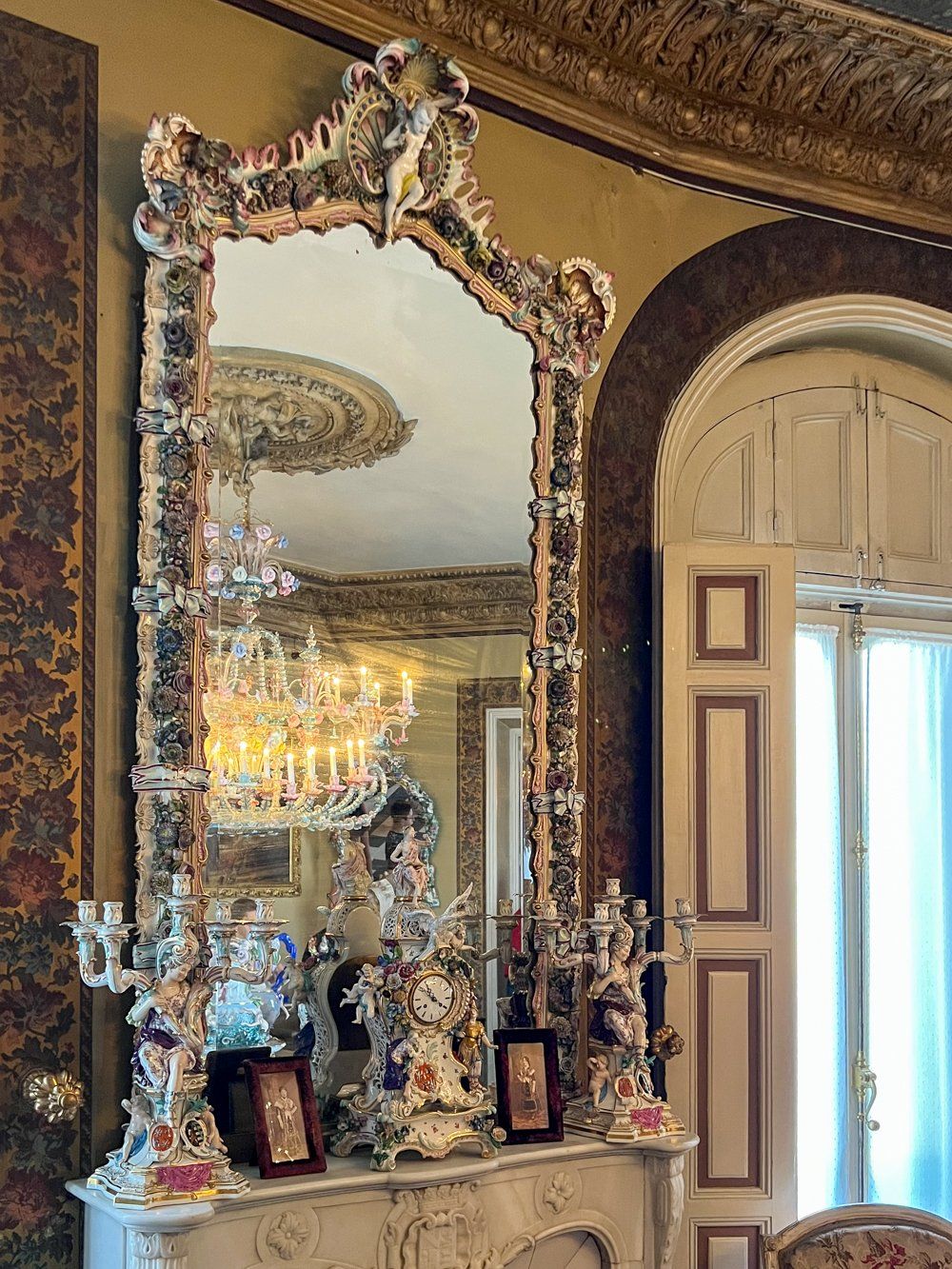 Meissen porcelain mirror